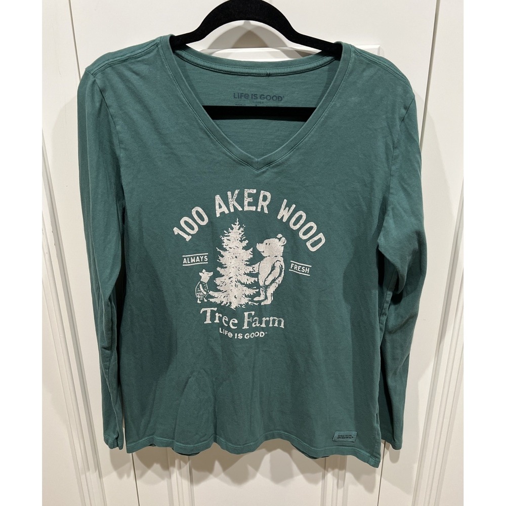 Life‎ Is Good 100 Aker Winnie The Pooh Long Sleeve T Shirt Size Large Green